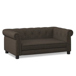 Elegant rectangular pet bed for small and medium-sized dogs, durable elevated dog sofa bed, comfortable dog sofa, modern and fashionable linen fabric dog sofa-Dark Brown Dweva