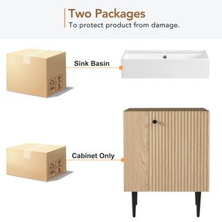 21.6" Wood Bathroom vanity, Combo Cabinet, Bathroom Storage Cabinet, Single Ceramic Sink, Left side storage Dweva