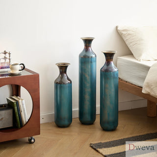 Floor metal vase modern style decoration home droplet shaped white metal vase 3-piece set gorgeous home decoration large glazed metal vase Dweva