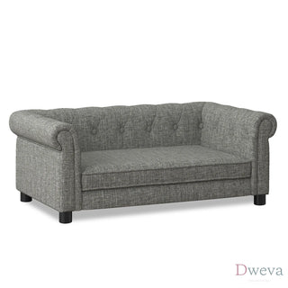 Elegant rectangular pet bed for small and medium-sized dogs, durable elevated dog sofa bed, comfortable dog sofa, modern and fashionable linen fabric dog sofa-Light grey Dweva