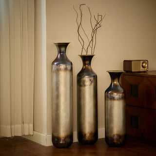 Floor metal vase modern style decoration home droplet shaped white metal vase 3-piece set gorgeous home decoration large glazed metal vase Dweva