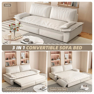 73.2"Queen Pull Out Sofa Bed,3-in-1 Convertible Sleeper Sofa,Multi-Functional Velvet Loveseat Bed,Beige(Old Sku:W1885S00049,New Sku:W1885S00188) Dweva