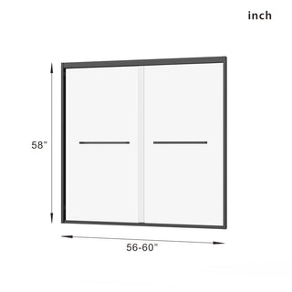 Goodyo Double Sliding Bathtub Shower Door 60 in. W x 58 in. H Aluminum Framed Shower Enclosure for Tub with SGCC Clear Tempered Glass, Stainless Steel Hardware, Matte Black Dweva