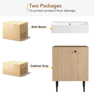 21.6" Wood Bathroom vanity, Combo Cabinet, Bathroom Storage Cabinet, Single Ceramic Sink, Right side storage Dweva