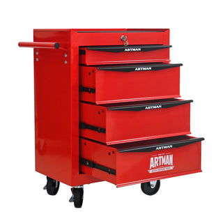 Rolling Metal Tool Chest with 4 Drawers, 20" 4-Drawer Tool Chest Cabinet with Ball Bearing Drawer Slides, Steel Tool Storage Box Organizer -Red&Black Dweva