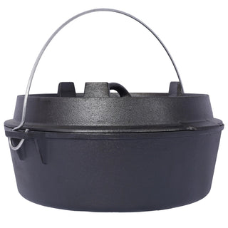 Pre-Seasoned Cast Iron Dutch Oven With Skillet Lid, Outdoor Camping Deep Pot for Camping Fireplace Cooking BBQ Baking Campfire, With Iron Pot Rack, 4.5 Quart Dweva