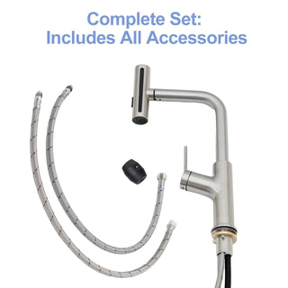 360° Pull-Down Kitchen Faucet with 4 Spray Modes, Brushed Nickel Dweva