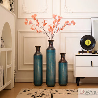 Floor metal vase modern style decoration home droplet shaped white metal vase 3-piece set gorgeous home decoration large glazed metal vase Dweva