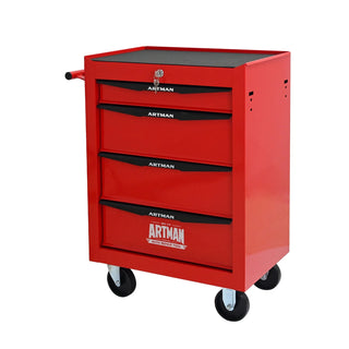 Rolling Metal Tool Chest with 4 Drawers, 20" 4-Drawer Tool Chest Cabinet with Ball Bearing Drawer Slides, Steel Tool Storage Box Organizer -Red&Black Dweva