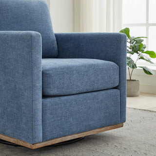 30.7"W Square Upholstered Swivel Accent Chair and Comfy Accent Single Sofa Chair, 360 Degree Club Chair, Lounge Armchair for Living Room Bedroom Apartment Nursery. Blue Dweva