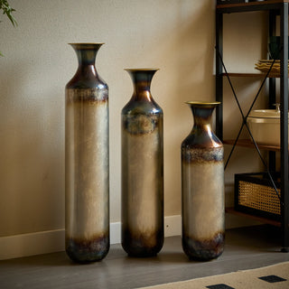 Floor metal vase modern style decoration home droplet shaped white metal vase 3-piece set gorgeous home decoration large glazed metal vase Dweva