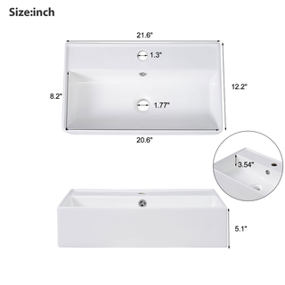 21.6" bathroom vanity with ceramic sink, freestanding modern right door wood grain cabinet with open and closed storage for small bathrooms
