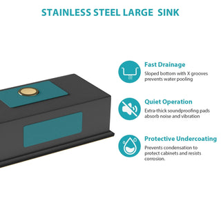 Single Bowl Undermount Workstation Gold Kitchen Sink - 33" x 19" x 10" Inch 16 Gauge Stainless Steel Deep Sink Dweva