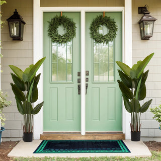 Artificial Bird of Paradise Plant, 5.2ft Tall Faux Tropical Palm Tree in Pot for Indoor or Outdoor Home, Office, or Garden Decoration, 2pcs/set Dweva