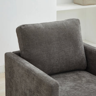 30.7"W Square Upholstered Swivel Accent Chair and Comfy Accent Single Sofa Chair, 360 Degree Club Chair, Lounge Armchair for Living Room Bedroom Apartment Nursery. Charcoal Dweva
