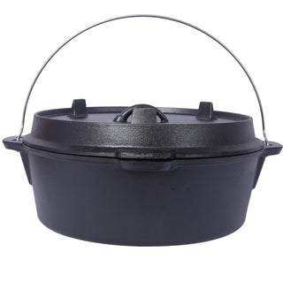Pre-Seasoned Cast Iron Dutch Oven With Skillet Lid, Outdoor Camping Deep Pot for Camping Fireplace Cooking BBQ Baking Campfire, With Iron Pot Rack, 12 Quart Dweva
