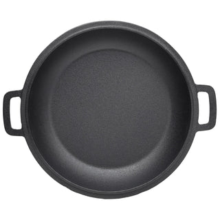 2 in 1 Pre-Seasoned Cast Iron Dutch Oven With Dual Handles, Outdoor Camping Deep Pot for Camping Fireplace Cooking BBQ Baking Campfire, 5 Quart.With 2pcs Silicone Handel Covers. Dweva