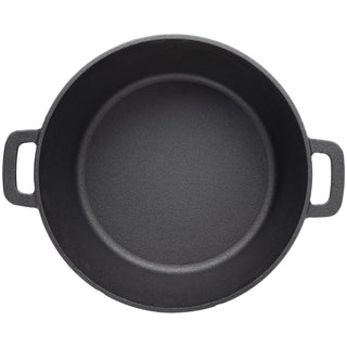 2 in 1 Pre-Seasoned Cast Iron Dutch Oven With Dual Handles, Outdoor Camping Deep Pot for Camping Fireplace Cooking BBQ Baking Campfire, 5 Quart.With 2pcs Silicone Handel Covers. Dweva