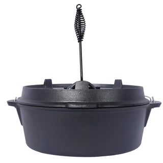 Pre-Seasoned Cast Iron Dutch Oven With Skillet Lid, Outdoor Camping Deep Pot for Camping Fireplace Cooking BBQ Baking Campfire, With Iron Pot Rack, 12 Quart Dweva