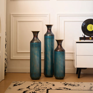 Floor metal vase modern style decoration home droplet shaped white metal vase 3-piece set gorgeous home decoration large glazed metal vase Dweva