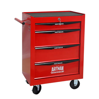 Rolling Metal Tool Chest with 4 Drawers, 20" 4-Drawer Tool Chest Cabinet with Ball Bearing Drawer Slides, Steel Tool Storage Box Organizer -Red&Black Dweva