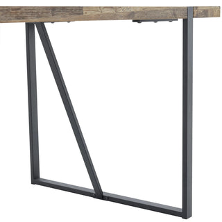 A minimalist retro rectangular dining table with a specially textured top and black metal legs.Contemporary Minimalist MDF Wood Color Textured Tabletop.Able To Give People A Visual Beauty With Rules. Dweva