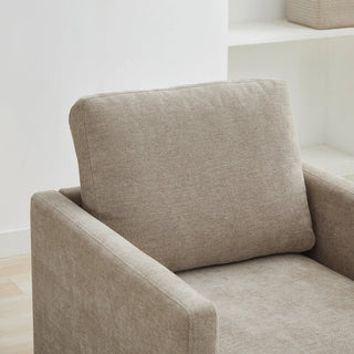 30.7"W Square Upholstered Swivel Accent Chair and Comfy Accent Single Sofa Chair, 360 Degree Club Chair, Lounge Armchair for Living Room Bedroom Apartment Nursery.Taupe Dweva