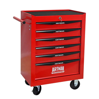 Rolling Metal Tool Chest with 6 Drawers, 20" 6-Drawer Tool Chest Cabinet with Ball Bearing Drawer Slides, Steel Tool Storage Box Organizer -Red&Black Dweva