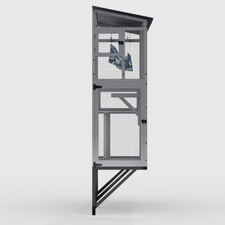 Large Cat Catio – Expandable Window Box Enclosure for Multiple Indoor Cats, Cat Perch House with 3 platforms,1 hammock and 3 doors, All-Weather Use Dweva