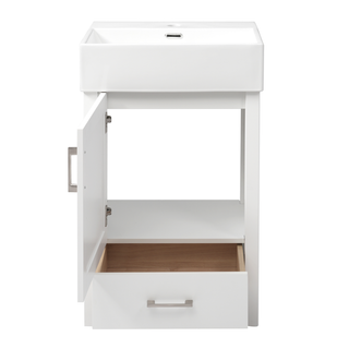 20.28'' White Modern Bathroom Vanity with Ceramic Sink, Solid Wood Frame, and Drawer – Ideal for Small Bathrooms. Dweva