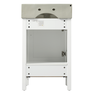 20.28'' White Modern Bathroom Vanity with Ceramic Sink, Solid Wood Frame, and Drawer – Ideal for Small Bathrooms.