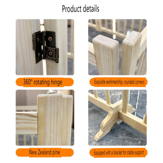 Wooden Freestanding Dog Gates for The House,Dog Gates for Doorways, Stairs,Wood Dog Fences Indoor Pet Gate,Step Over Fence-8 Panel 31"H (PRIME BIG DEAL DAYS) Dweva