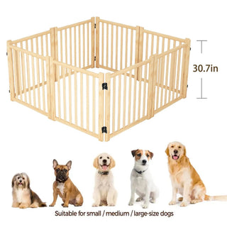 Wooden Freestanding Dog Gates for The House,Dog Gates for Doorways, Stairs,Wood Dog Fences Indoor Pet Gate,Step Over Fence-8 Panel 31"H (PRIME BIG DEAL DAYS) Dweva