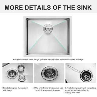 21 Inch Undermount Sink - 21" x 18" x 9" Undermount Stainless Steel Kitchen Sink 16 Gauge 9 Inch Deep Single Bowl Kitchen Sink Basin, Includes Drain Assembly (No Additional Accessories) Dweva