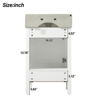 20.28'' White Modern Bathroom Vanity with Ceramic Sink, Solid Wood Frame, and Drawer – Ideal for Small Bathrooms. Dweva