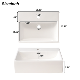 20.28'' White Modern Bathroom Vanity with Ceramic Sink, Solid Wood Frame, and Drawer – Ideal for Small Bathrooms. Dweva