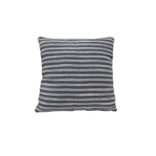 17.5" Black and White Stripes Square Cotton Linen Fabric Pillow
