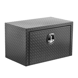30 inch aluminum underbody truck tool box heavy duty underbed toolbox tool storage organizer chest with lock and keys, waterproof trailer box, extra thick diamond thread plate matte black finish Dweva