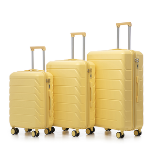 20"/24"/28" 3 pcs/set in ABS Spinner Wheel Luggage, Matching Color , With Combination Lock (Yellow) Dweva