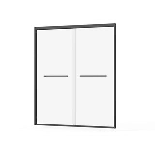 Goodyo Double Sliding Glass Shower Door 60 in. W x 72 in. H Aluminum Framed Shower Enclosure with SGCC Clear Tempered Glass, Stainless Steel Hardware, Matte Black Dweva