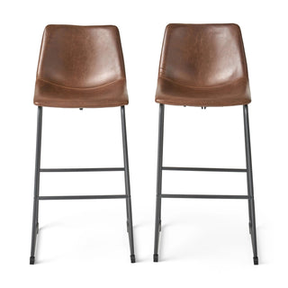 Set of 2 30" Cedric Faux Leather Barstool Vintage Brown Dweva