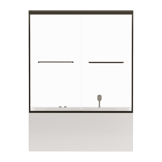 56"-60" W x 58" H Double Sliding Bathtub Shower Door, Semi-Frameless Bypass Tub Door, 1/4" (6mm) Tempered Glass with Explosion-Proof Film, Adjustable Aluminum Alloy Frame, Matte Black 24D03-T60MBX Dweva
