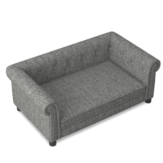 Elegant rectangular pet bed for small and medium-sized dogs, durable elevated dog sofa bed, comfortable dog sofa, modern and fashionable linen fabric dog sofa-Light grey Dweva