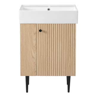 21.6" Wood Bathroom vanity, Combo Cabinet, Bathroom Storage Cabinet, Single Ceramic Sink, Left side storage Dweva