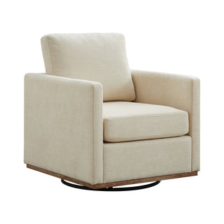 30.7"W Square Upholstered Swivel Accent Chair and Comfy Accent Single Sofa Chair, 360 Degree Club Chair, Lounge Armchair for Living Room Bedroom Apartment Nursery.Beige Dweva