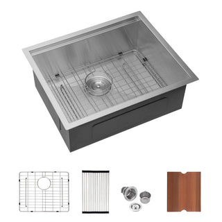 Laundry Workstation Sink - 21" x 19" x 13" Undermount Workstation Laundry Utility Sink Deep Single Bowl 16 Gauge Stainless Steel Laundry Tub Sinks Dweva