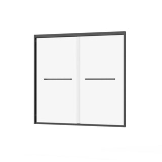 Goodyo Double Sliding Bathtub Shower Door 60 in. W x 58 in. H Aluminum Framed Shower Enclosure for Tub with SGCC Clear Tempered Glass, Stainless Steel Hardware, Matte Black Dweva