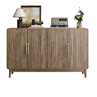 Sideboard Buffet Cabinet With Storage ,Carved 4 Door Sideboard,Multifunctional Accent Cabinet With Adjustable Layer Board For Living Room, Entryway, Hallway, Office, Kitchen and Dining Room Dweva