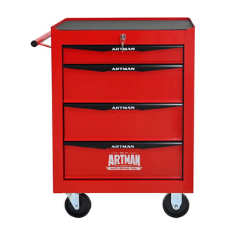 Rolling Metal Tool Chest with 4 Drawers, 20" 4-Drawer Tool Chest Cabinet with Ball Bearing Drawer Slides, Steel Tool Storage Box Organizer -Red&Black Dweva