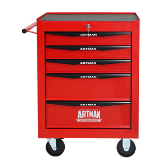 Rolling Metal Tool Chest with 5 Drawers, 20" 5-Drawer Tool Chest Cabinet with Ball Bearing Drawer Slides, Steel Tool Storage Box Organizer -Red&Black Dweva